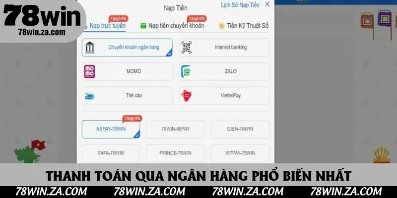 Thanh toán qua ngân hàng phổ biến nhất